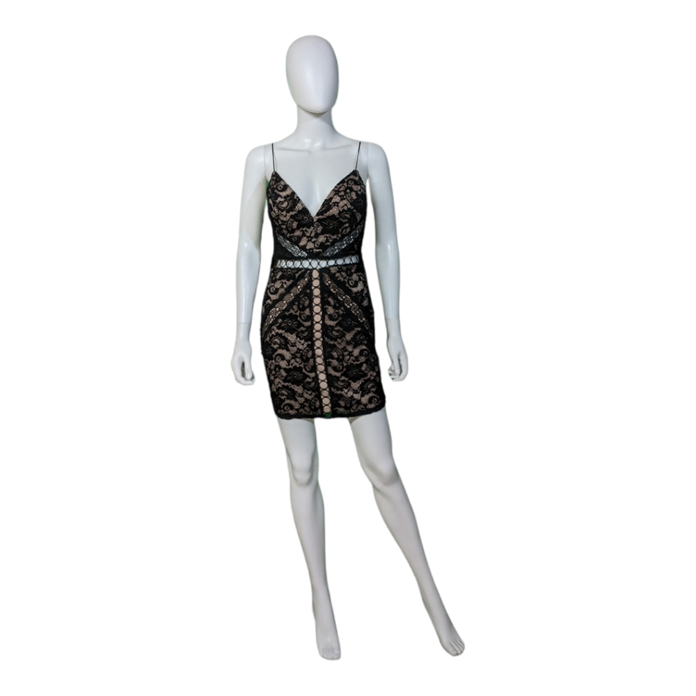 Entry Lace Spaghetti Strap Dress Black M